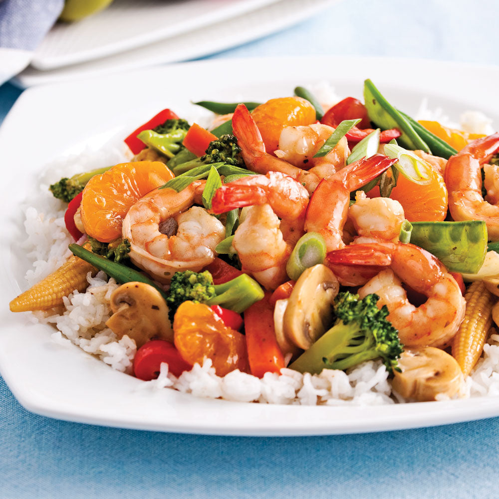 Crevettes sautées aux Légumes